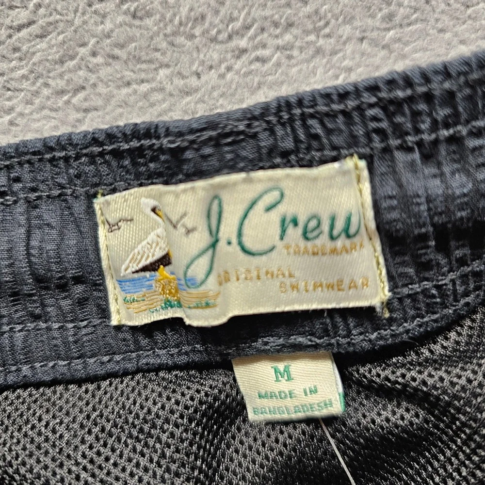 J.Crew Seersucker Swim Trunks Mens M Navy Blue Original Swimwear Shorts 6in